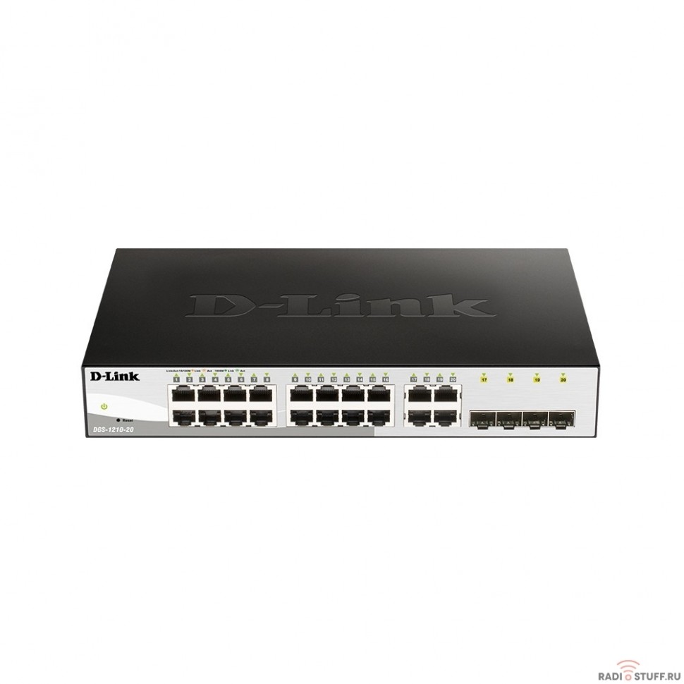 D-Link DGS-1210-20/FL1A Управляемый коммутатор 2 уровня с 16 портами 10/100/1000Base-T и 4 комбо-портами 100/1000Base-T/SFP