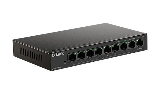 D-Link DES-1009MP/A1A Неуправляемый коммутатор с 8 портами 10/100Base-TX и 1 портом 10/100/1000Base-T (8 портов РоЕ 802.3af/at, PoE-бюджет 117 Вт)