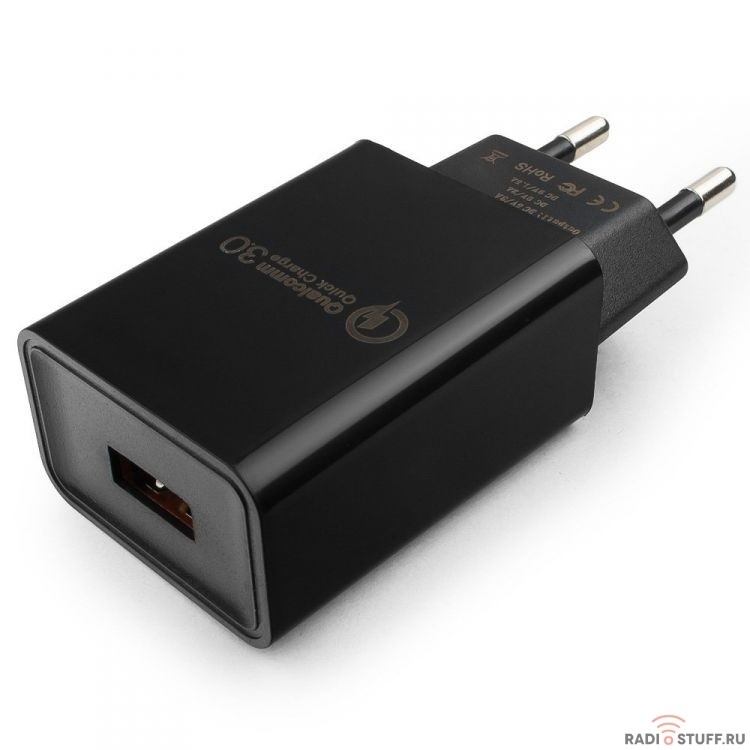 Cablexpert Адаптер питания, Qualcomm QC 3.0, 100/220V - 1 USB порт 5/9/12V, черный (MP3A-PC-17)