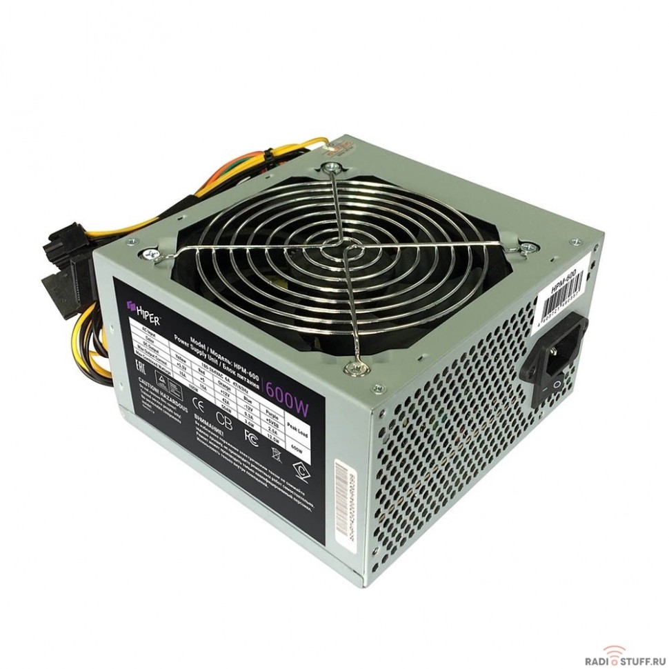 HIPER Блок питания HPM-600 (ATX 2.31, peak 600W, Passive PFC, 120mm fan, power cord) OEM
