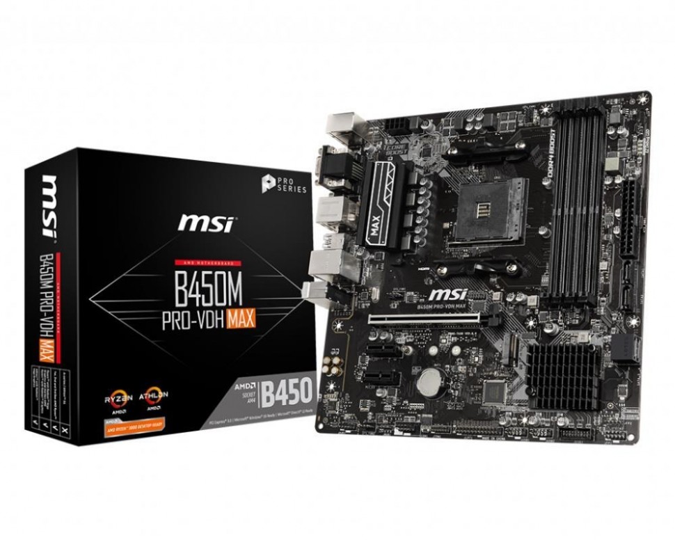 Материнская плата AMD B450 SAM4 MATX B450M PRO-VDH MAX MSI