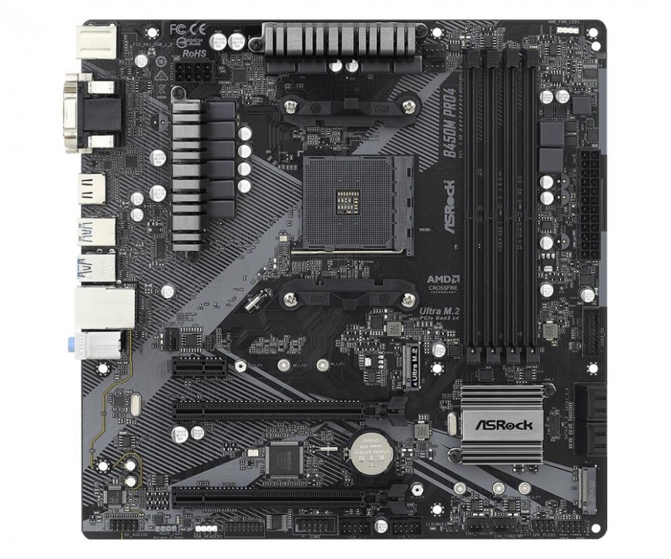 Материнская плата AMD B450 SAM4 MATX B450M PRO4 R2.0 ASROCK