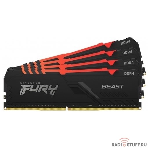 Kingston DRAM 128GB 3200MHz DDR4 CL16 DIMM (Kit of 4) FURY Beast RGB KF432C16BBAK4/128