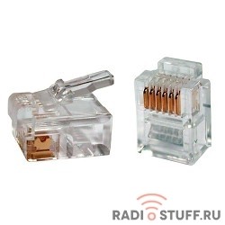 Hyperline PLUG-6P6C-P-C2 Телефонный разъем RJ-12(6P6C) (3 µ"/ 3 микродюйма)