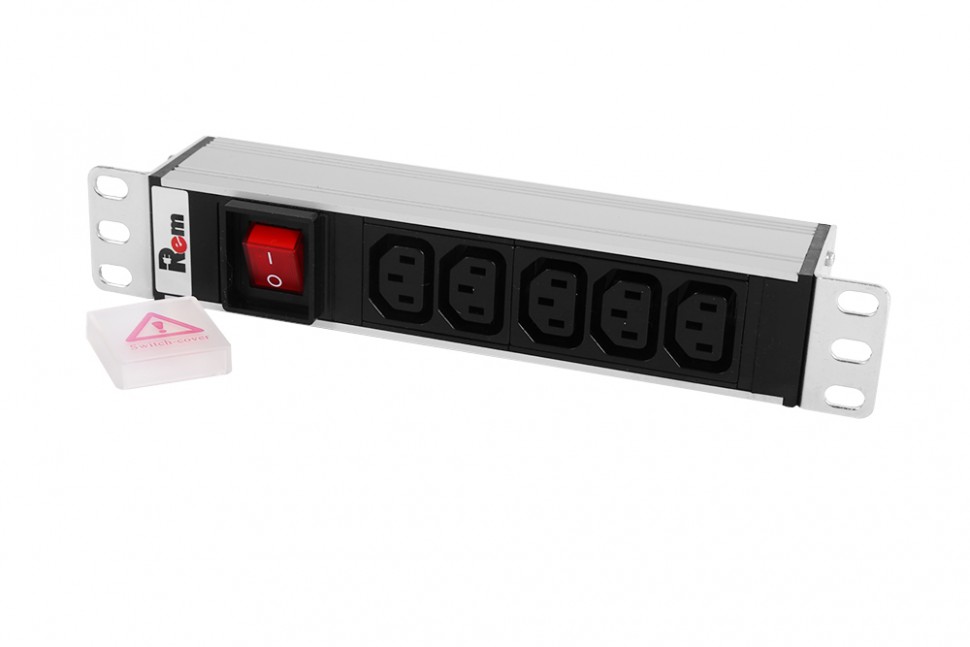 Блок розеток Rem-10 без шнура с выкл., 5 IEC 60320 C13,  вход IEC 60320 C14, 10A, алюм., 10"